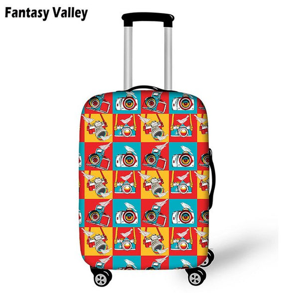 Cool Black Camera Suitcase Cover For Man Women Travel Luggage Suitcase Protector Girls Trolley Durable Protective Covers