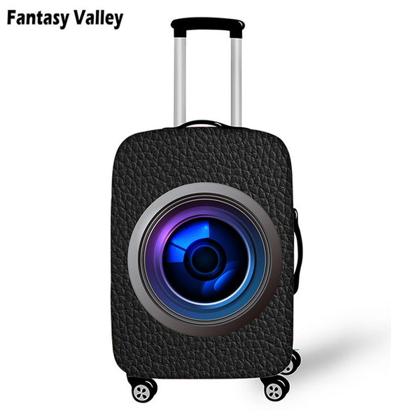 Cool Black Camera Suitcase Cover For Man Women Travel Luggage Suitcase Protector Girls Trolley Durable Protective Covers