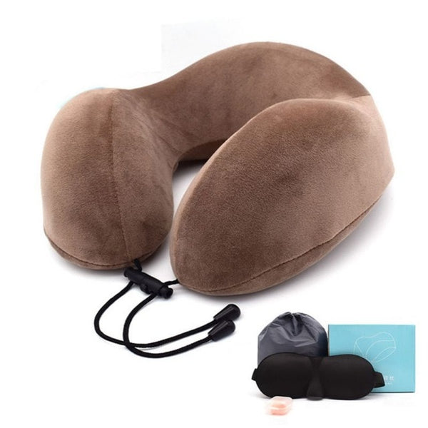 Memory Foam U-Shape Travel Pillow Airplane Solid Color Pillow Travel Pillows