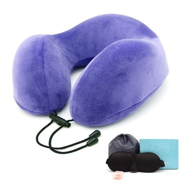 Memory Foam U-Shape Travel Pillow Airplane Solid Color Pillow Travel Pillows
