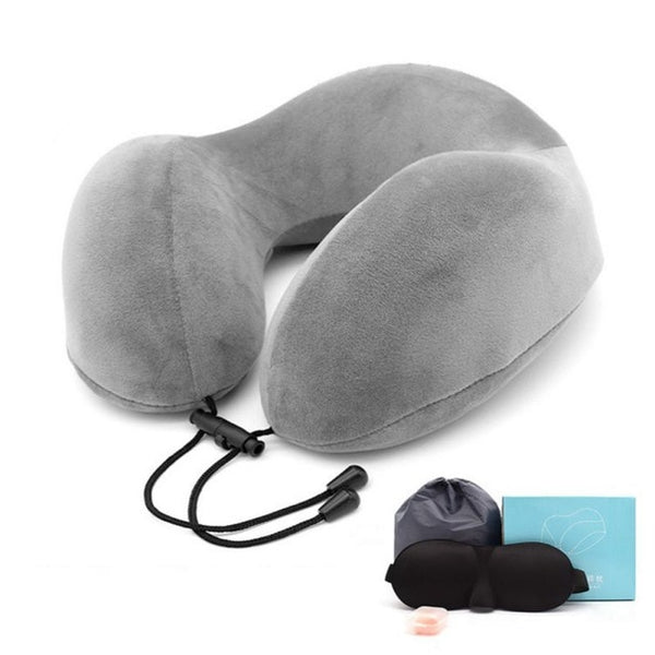 Memory Foam U-Shape Travel Pillow Airplane Solid Color Pillow Travel Pillows