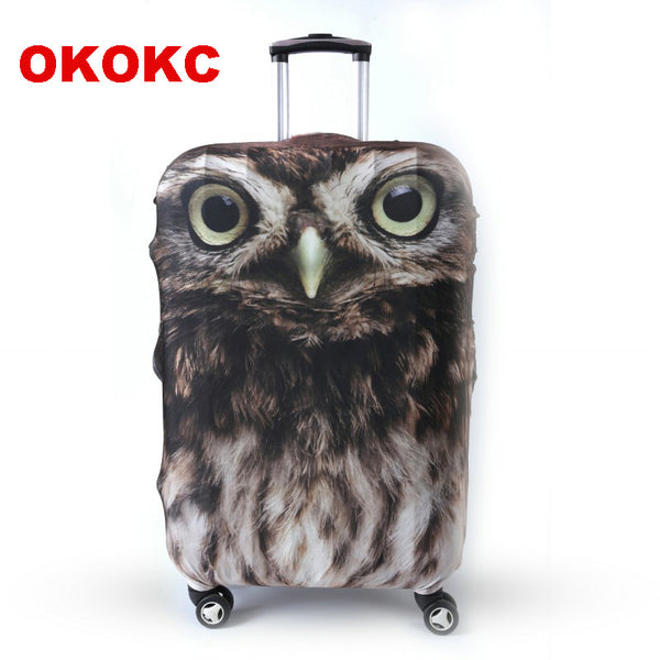 OKOKC Owl Animal Luggage Protective Cover for 19''-32'' Trolley Suitcase, Elastic Travel Suitcase Cover Travel Accessories