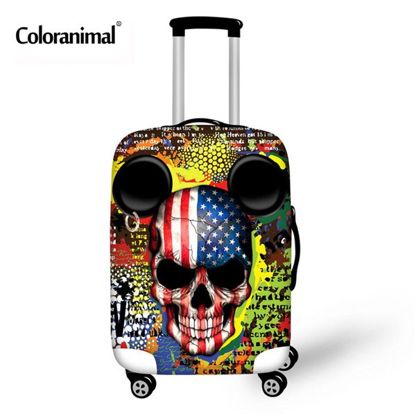 Coloranimal Travel on Road Luggage Cover Protective Suitcase Cover Trolley Case Luggage Dust Cover Cool Skull Suitcase Cover