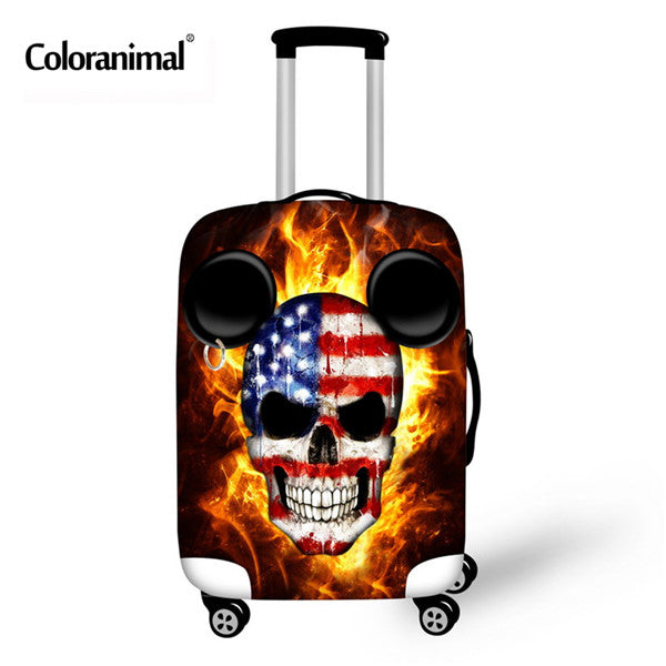 Coloranimal Travel on Road Luggage Cover Protective Suitcase Cover Trolley Case Luggage Dust Cover Cool Skull Suitcase Cover