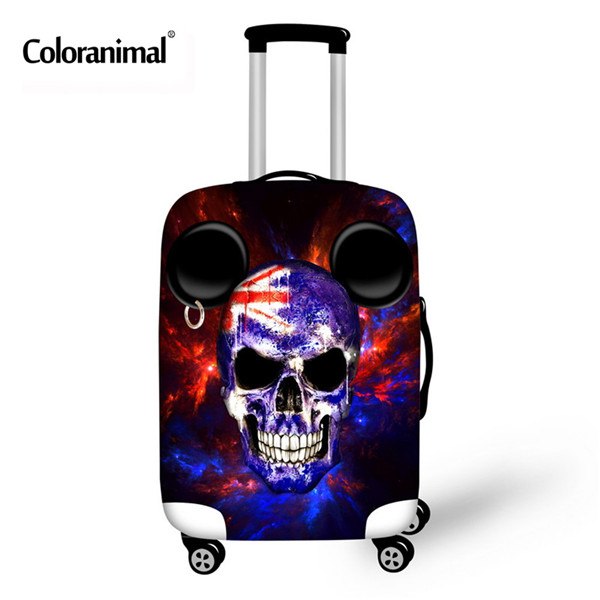 Coloranimal Travel on Road Luggage Cover Protective Suitcase Cover Trolley Case Luggage Dust Cover Cool Skull Suitcase Cover