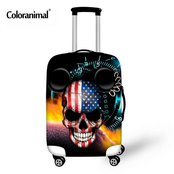 Coloranimal Travel on Road Luggage Cover Protective Suitcase Cover Trolley Case Luggage Dust Cover Cool Skull Suitcase Cover