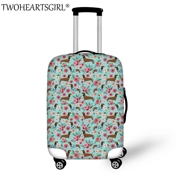 TWOHEARTSGIRL Dachshund Pattern Women Suitcase Protective Cover Travel Luggage Dust Cover Thickened Suitcase Cover for Trolley