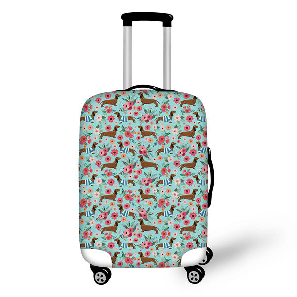TWOHEARTSGIRL Dachshund Pattern Women Suitcase Protective Cover Travel Luggage Dust Cover Thickened Suitcase Cover for Trolley